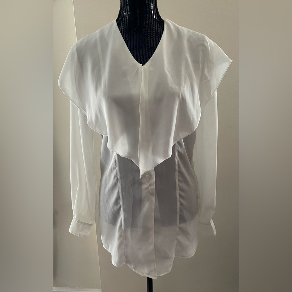 Fred David Cream Ruffled Blouse Size 6